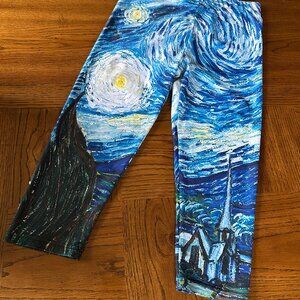 Van Gogh: The Starry Night - Uni-Sex Capris Pant - Size M - BOLD & ARTISTIC!